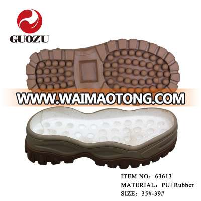 double color PU+rubber shoe sole for women shoe making