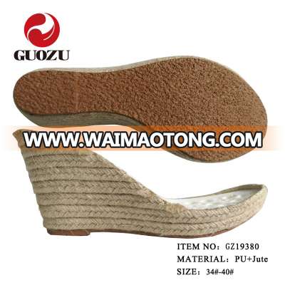 wedge heel sole pu sandal sole women jute sole